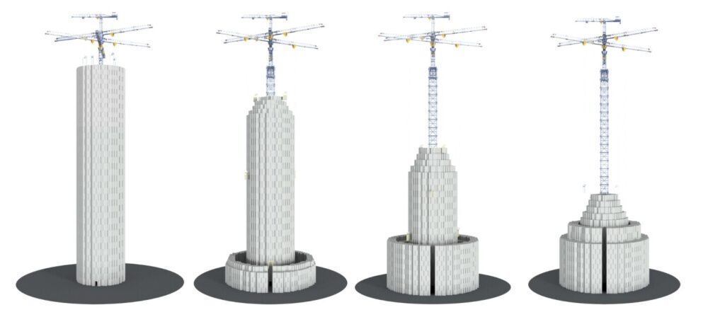 Az Energy Vault betonos energiatárolójának vázlatrajza. Kép: qz.com