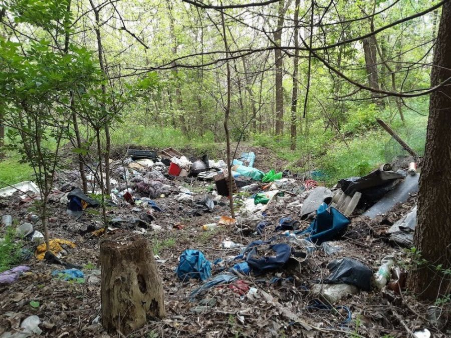 Illegális szeméthalom egy budapesti erdőben. Kép forrása: bp18.hu