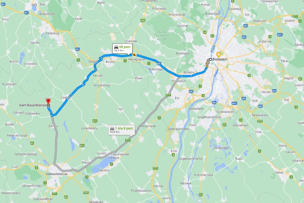 Milyen hely a gánti bauxitbánya? Hol található?