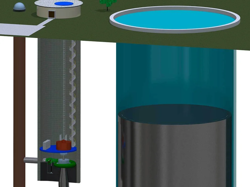 Kép: a Gravitricity energiatároló működési elve